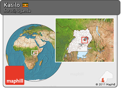 Satellite Location Map of Kasilo, highlighted country, highlighted parent region