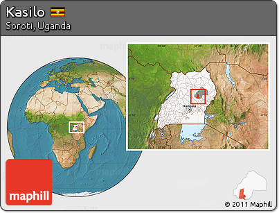 Satellite Location Map of Kasilo, highlighted country, highlighted parent region