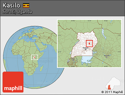 Savanna Style Location Map of Kasilo, highlighted country