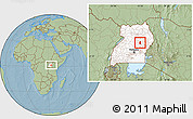 Savanna Style Location Map of Kasilo, highlighted country, hill shading