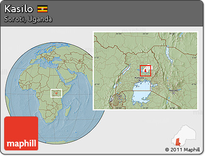 Savanna Style Location Map of Kasilo, highlighted parent region, hill shading