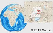 Shaded Relief Location Map of Kasilo, highlighted country, highlighted parent region