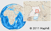 Shaded Relief Location Map of Kasilo, highlighted country