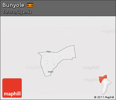 Silver Style 3D Map of Bunyole, single color outside