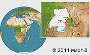 Satellite Location Map of Bunyole, highlighted country