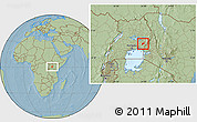 Savanna Style Location Map of Bunyole, hill shading