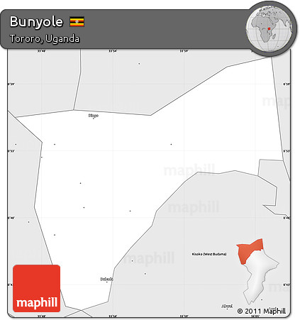 Silver Style Simple Map of Bunyole