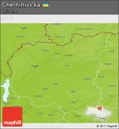 Physical 3D Map of Chernihivs'ka