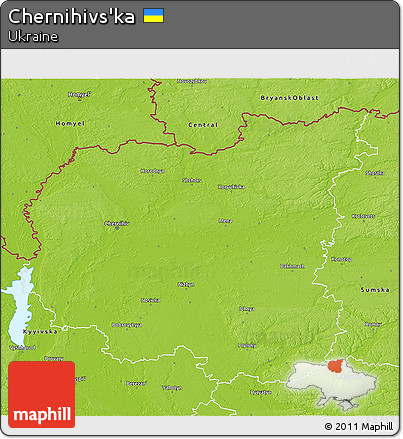 Physical 3D Map of Chernihivs'ka
