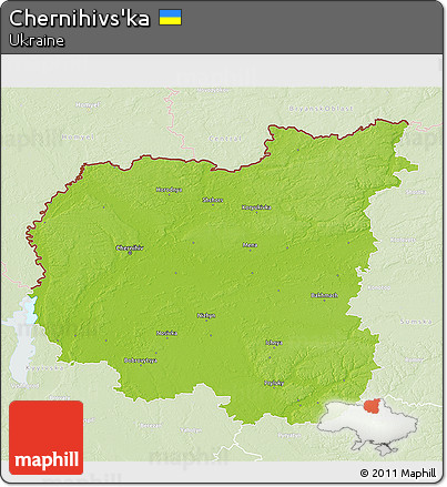 Physical 3D Map of Chernihivs'ka, lighten