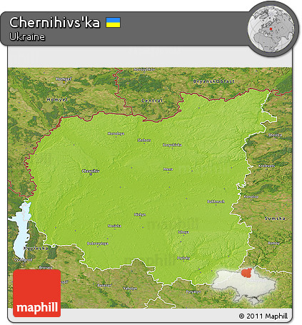 Physical 3D Map of Chernihivs'ka, satellite outside