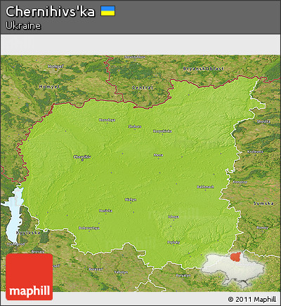 Physical 3D Map of Chernihivs'ka, satellite outside