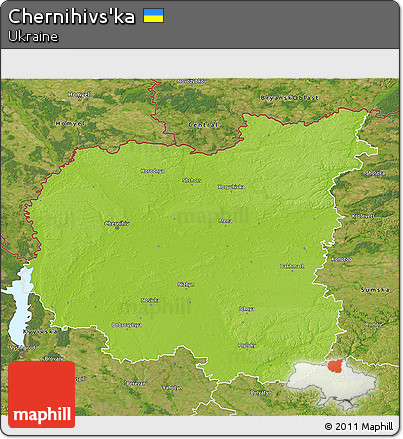 Physical 3D Map of Chernihivs'ka, satellite outside