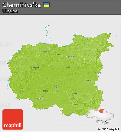 Physical 3D Map of Chernihivs'ka, single color outside