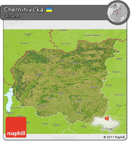 Satellite 3D Map of Chernihivs'ka, physical outside