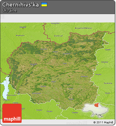 Satellite 3D Map of Chernihivs'ka, physical outside