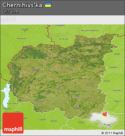Satellite 3D Map of Chernihivs'ka, physical outside