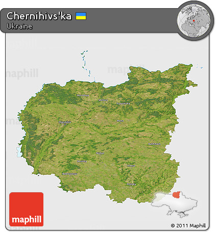 Satellite 3D Map of Chernihivs'ka, single color outside