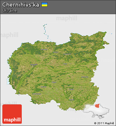 Satellite 3D Map of Chernihivs'ka, single color outside