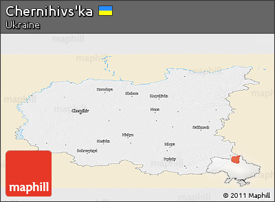 Classic Style Panoramic Map of Chernihivs'ka, single color outside