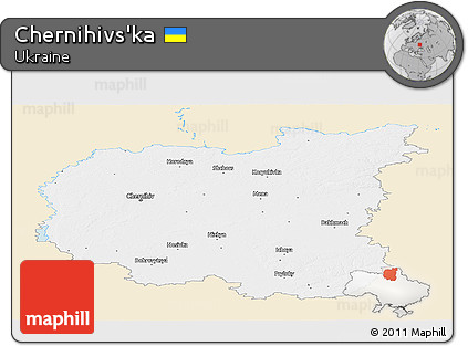 Classic Style Panoramic Map of Chernihivs'ka, single color outside