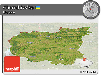 Satellite Panoramic Map of Chernihivs'ka, lighten