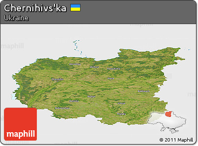 Satellite Panoramic Map of Chernihivs'ka, single color outside
