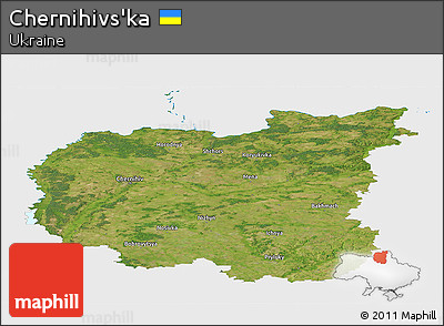 Satellite Panoramic Map of Chernihivs'ka, single color outside