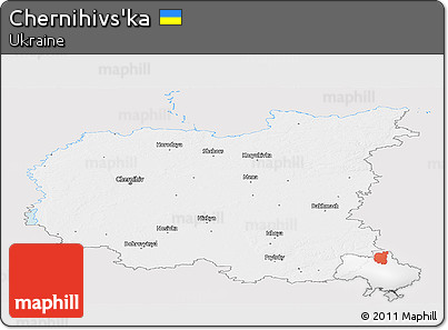 Silver Style Panoramic Map of Chernihivs'ka, single color outside