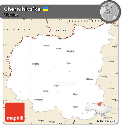Classic Style Simple Map of Chernihivs'ka