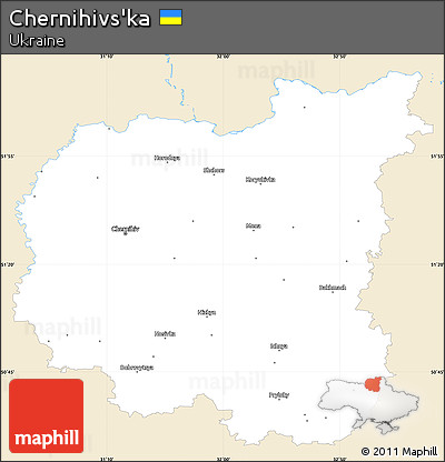 Classic Style Simple Map of Chernihivs'ka, single color outside
