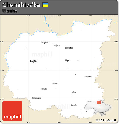 Classic Style Simple Map of Chernihivs'ka, single color outside