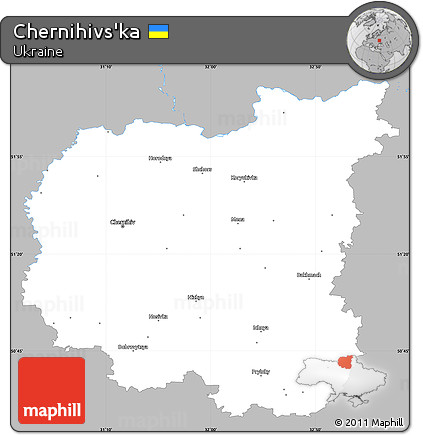 Gray Simple Map of Chernihivs'ka, single color outside