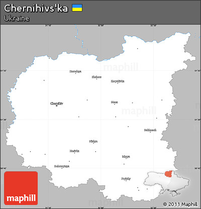 Gray Simple Map of Chernihivs'ka, single color outside