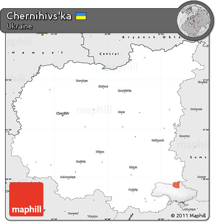 Silver Style Simple Map of Chernihivs'ka