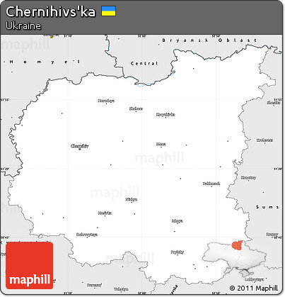 Silver Style Simple Map of Chernihivs'ka