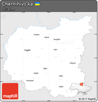 Silver Style Simple Map of Chernihivs'ka, single color outside