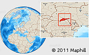 Shaded Relief Location Map of Chernivets'ka