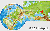 Physical Location Map of Donets'ka, within the entire country