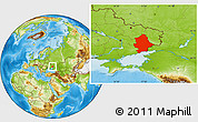 Physical Location Map of Donets'ka