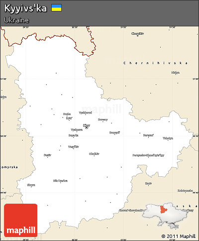 Classic Style Simple Map of Kyyivs'ka