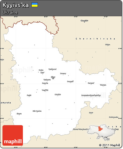 Classic Style Simple Map of Kyyivs'ka