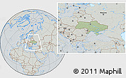 Savanna Style Location Map of Ukraine, lighten, semi-desaturated, hill shading