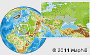 Savanna Style Location Map of Ukraine, physical outside, hill shading