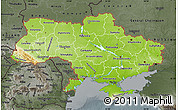 Physical Map of Ukraine, darken, semi-desaturated