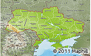 Physical Map of Ukraine, semi-desaturated, land only