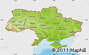 Physical Map of Ukraine, single color outside