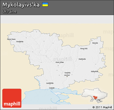 Classic Style 3D Map of Mykolayivs'ka, single color outside