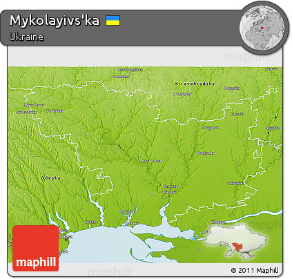 Physical 3D Map of Mykolayivs'ka