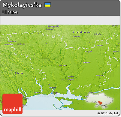 Physical 3D Map of Mykolayivs'ka